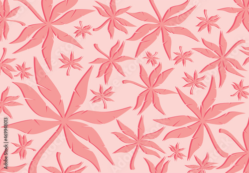 Abstract pink background with simple pink leaves pattern