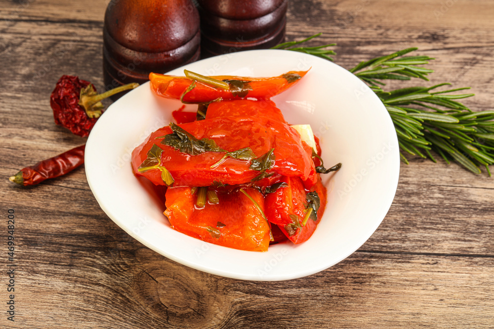 Tasty marinated red bell pepper