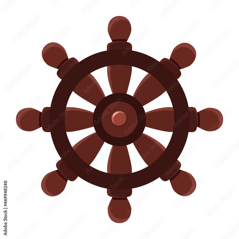 Ship Wheel in cartoon style. Trendy illustration isolated on white. Ship’s Wheel Icon. Element of Maritime design, piracy, traveling, gaming. Good for web and print Ship Wheel in cartoon style. Trendy illustration isolated on white. Ship’s Wheel Icon. Element of Maritime design, piracy, traveling, gaming. Good for web and print
