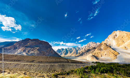 Wide View Of Mountain Peaks Called Passu Cones, Located in Gilgit-Baltistan, Pakistan photo
