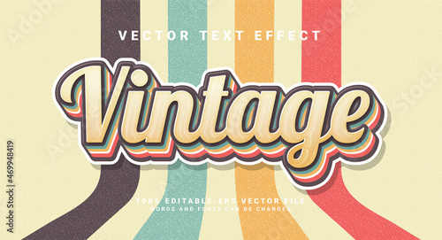 Vintage 3D text effect. Editable text style effect with colorful theme.