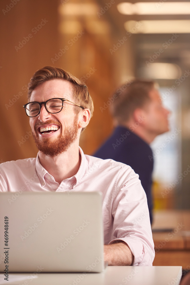 Businessman With Laptop Working On Table In Office Coffee Shop Businessman With Laptop Working On Table In Office Coffee Shop