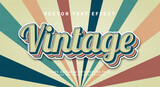 Vintage 3D text effect. Editable text style effect with colorful theme.
