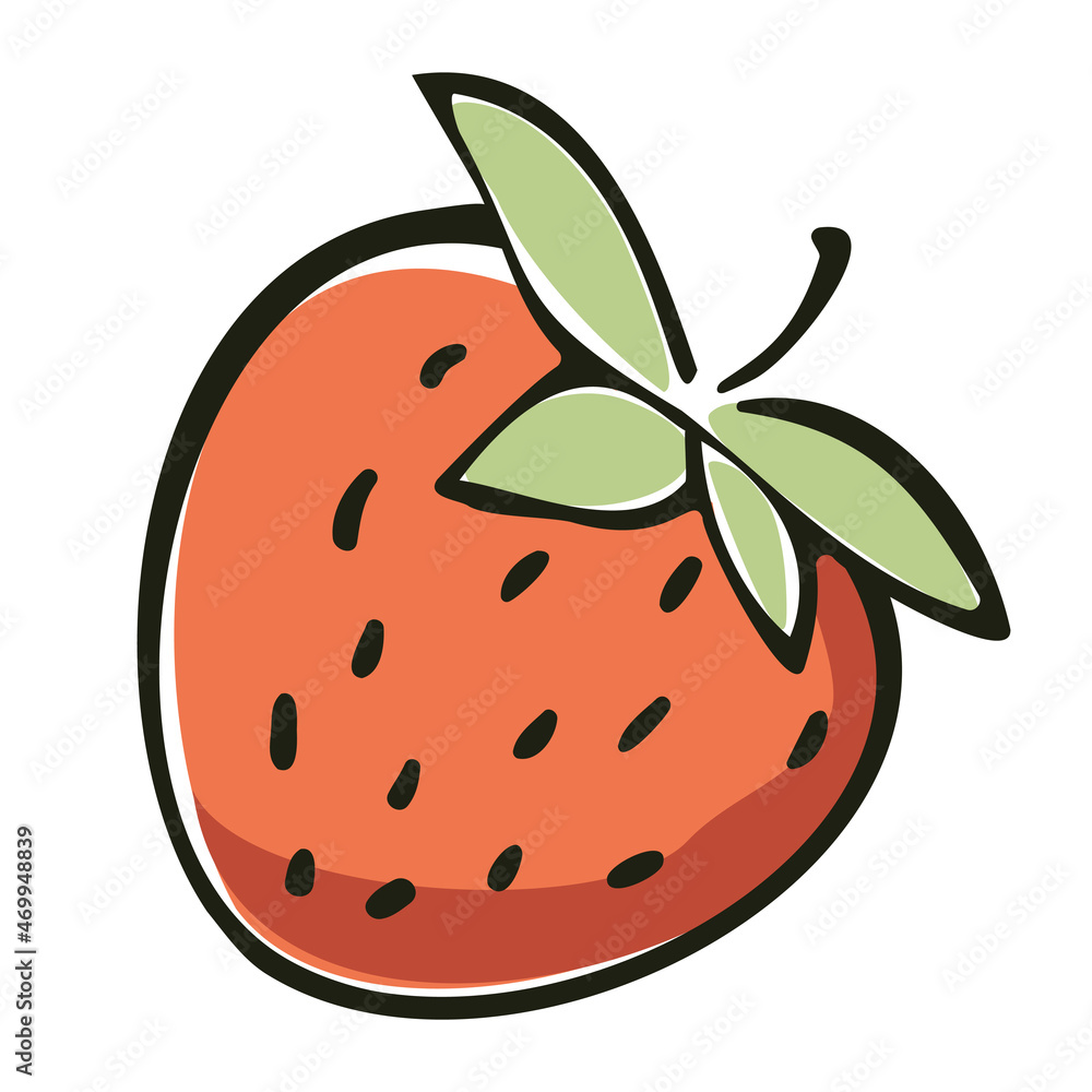 Obraz premium Strawberry sketch vector illustration. Hand drawn sweet desert