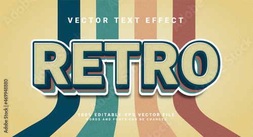 Retro 3D text effect. Editable text style effect with colorful theme.