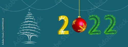 Merry Christmas and Happy New Year facebook web page cover. Holiday design for greeting card, banner, celebration poster, party invitation. Vector illustration.
