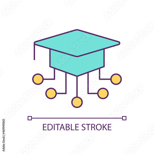 Academic degree choice RGB color icon. Getting higher education. Learning faculty options. Knowledge and skill development. Isolated vector illustration. Simple filled line drawing. Editable stroke