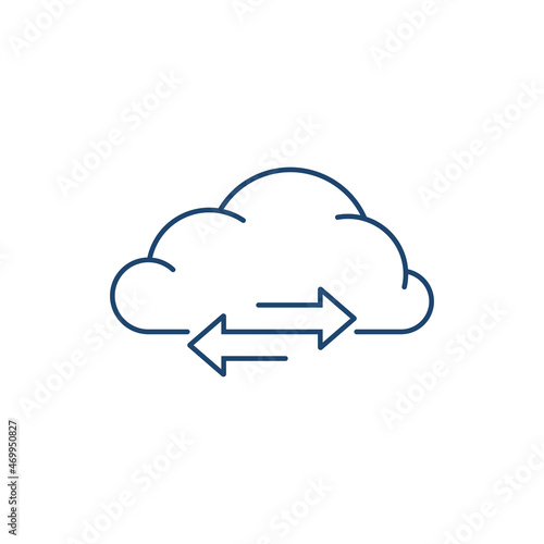 thin line data sync or upload icon like cloud