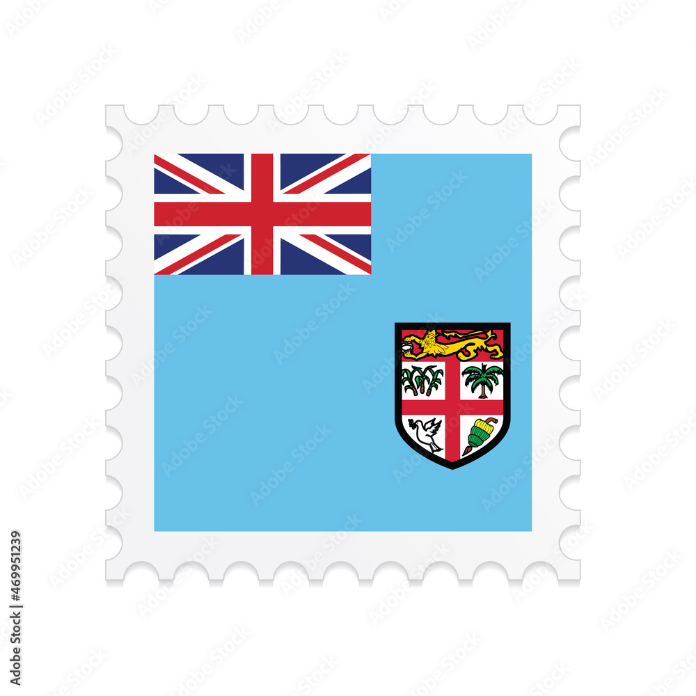 Fototapeta premium Fiji flag postage stamp on white background. Vector illustration eps10.