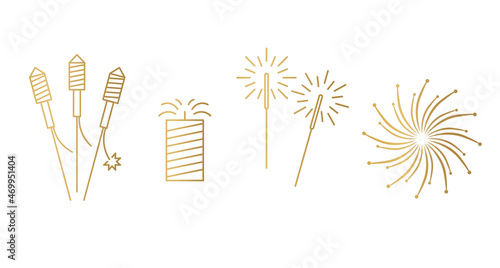 golden setting fireworks off icon, New Year's Eve celebration- vector illustration- vector illustration