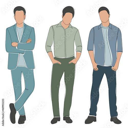 people stand sketch, isolated, on white background