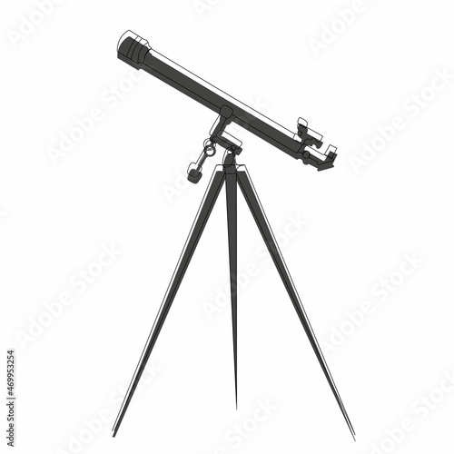 telescope sketch, isolated, on white background