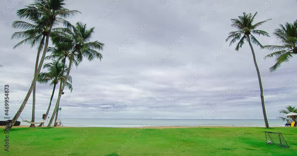 timelapse the beach with white sand,green lawn in sunshine daytime timelapse the beach with white sand,green lawn in sunshine daytime