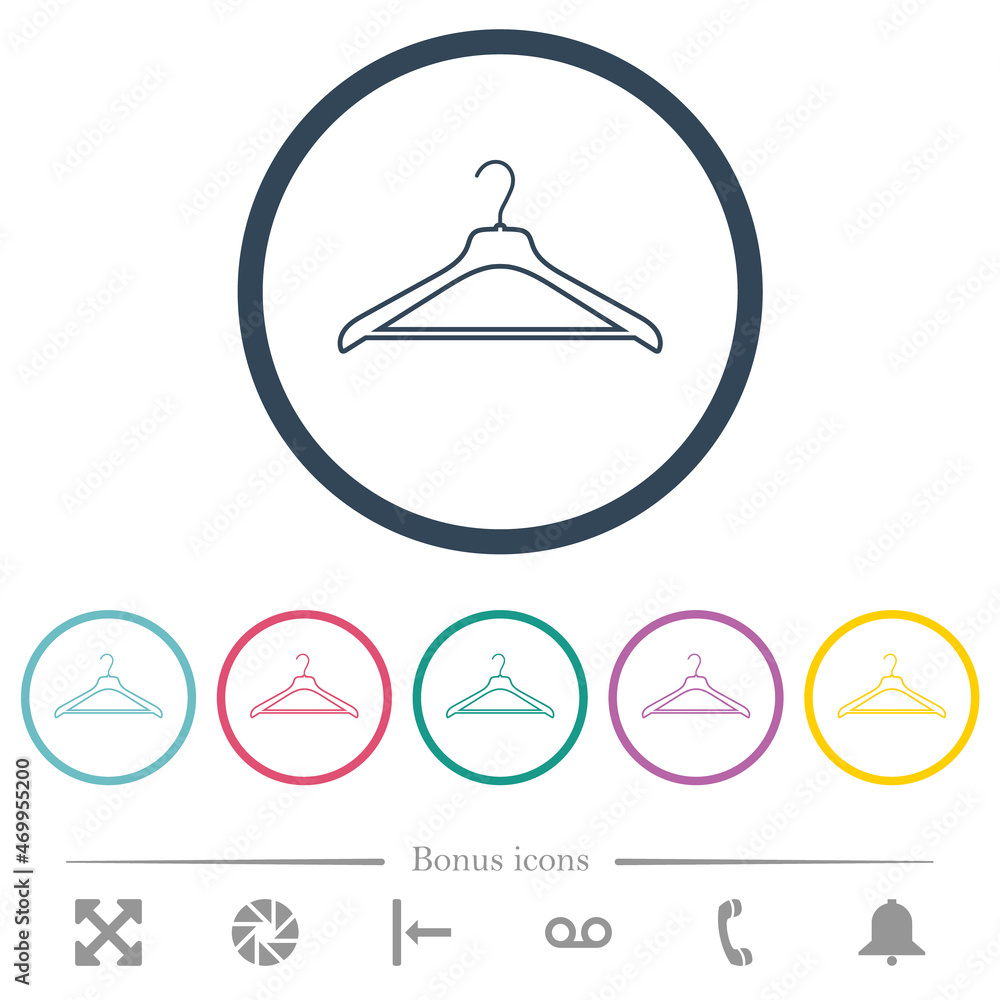 Clothes hanger outline flat color icons in round outlines Clothes hanger outline flat color icons in round outlines