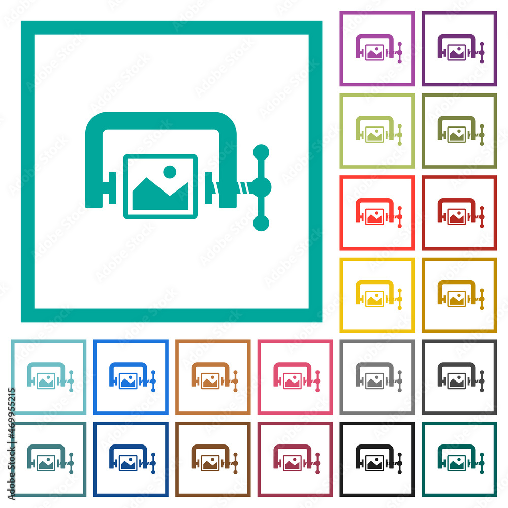 Image compression solid flat color icons with quadrant frames