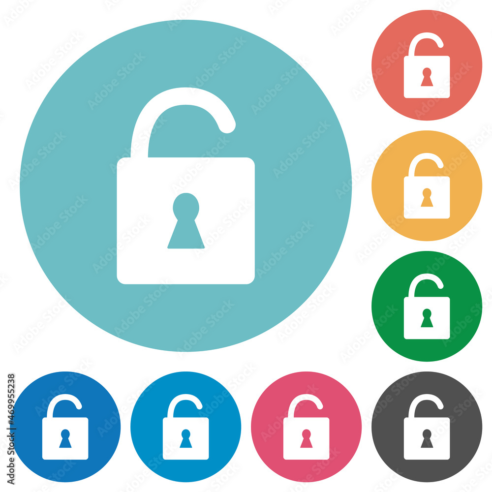 Unlocked padlock with keyhole flat round icons Unlocked padlock with keyhole flat round icons