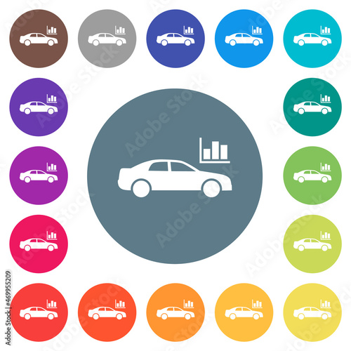 Car diagnostics solid flat white icons on round color backgrounds