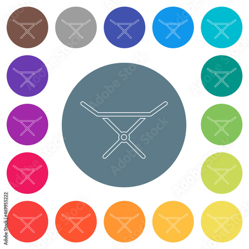 Collapsible clothes dryer rack outline flat white icons on round color backgrounds