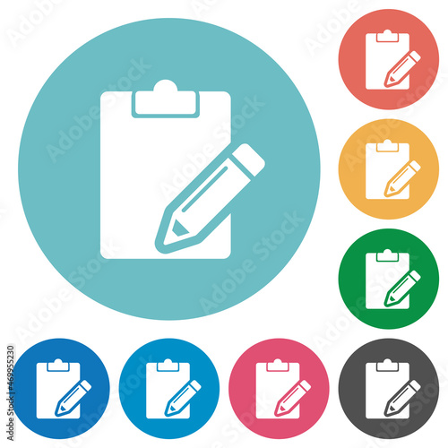 Blank notepad with pencil solid flat round icons