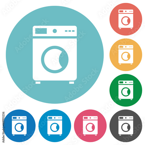 Washing machine flat round icons