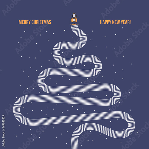 Christmas card inspired by agriculture. Vector Illustration. 