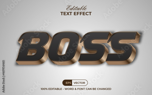 3D black gold text effect boss style. Editable text effect.