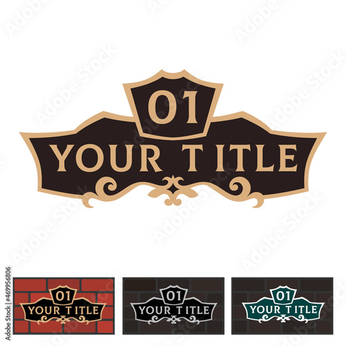 Addressable figured plate with a street number for residential and non-residential premises, houses, shops, cafes. Different colors pattern, isolated vector illustration