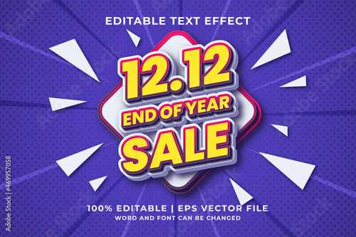 Editable text effect - 12.12 Sale 3d template style premium vector