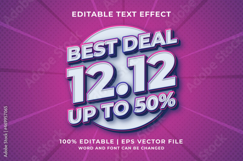 Editable text effect - 12.12 Best Deal 3d template style premium vector