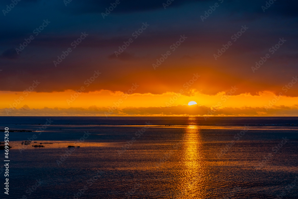 Sunset on the coast, tropical island. High quality photo