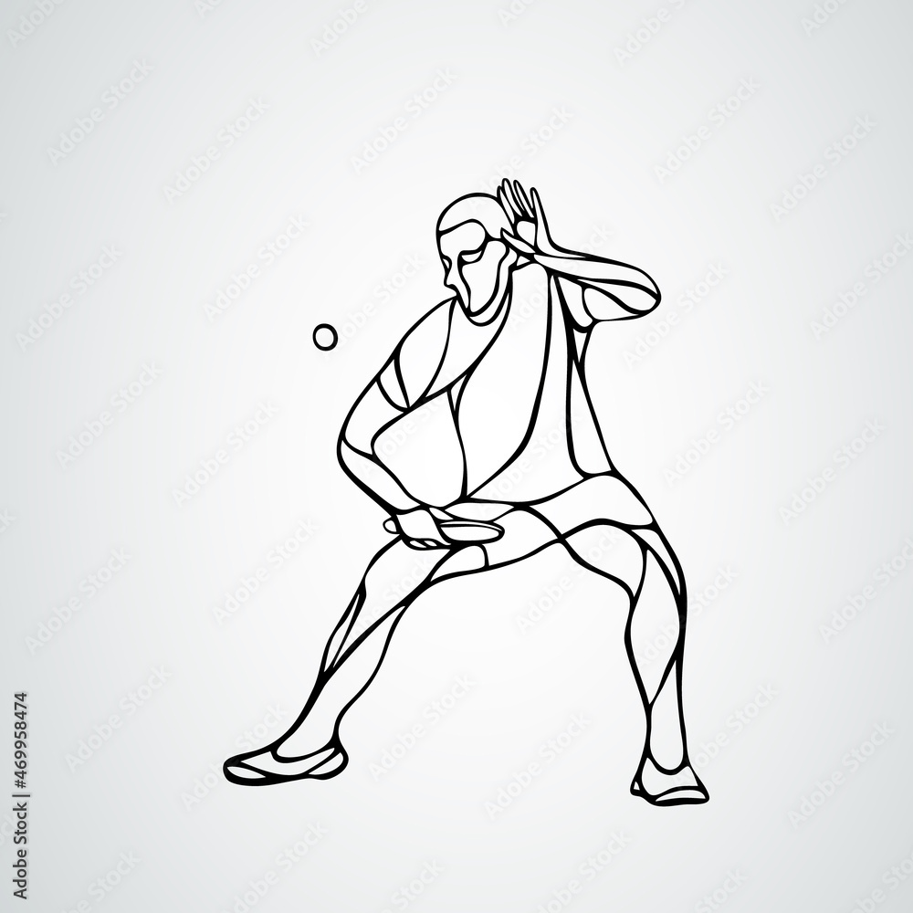 Fototapeta premium Table Tennis Male Player with Racket Forehand Counterhit