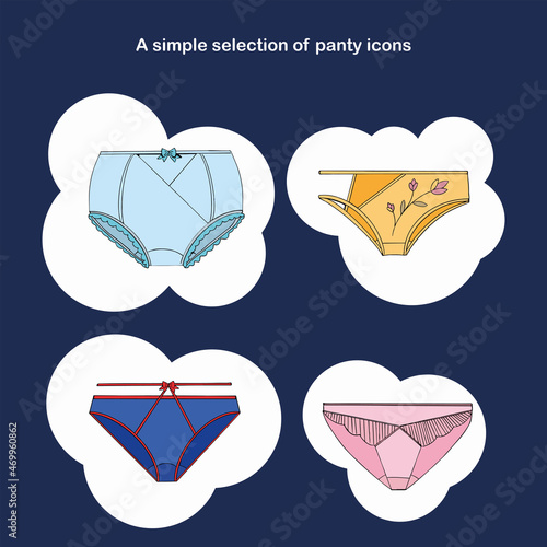 A simple selection of panty icons. Briefs of different styles. Colored briefs for any mood. Briefs as character types.