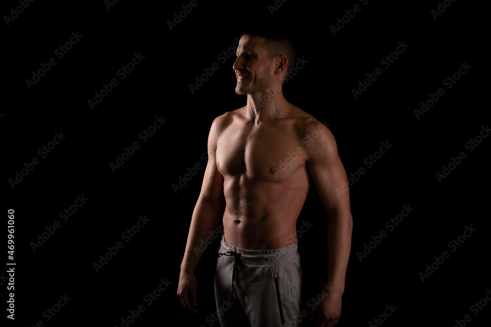 Man Showing ABS. Muscle man Posing. Strong Body Concept. Topless Sport man Bodybuilder. Six Pack Spotsman Man Showing ABS. Muscle man Posing. Strong Body Concept. Topless Sport man Bodybuilder. Six Pack Spotsman