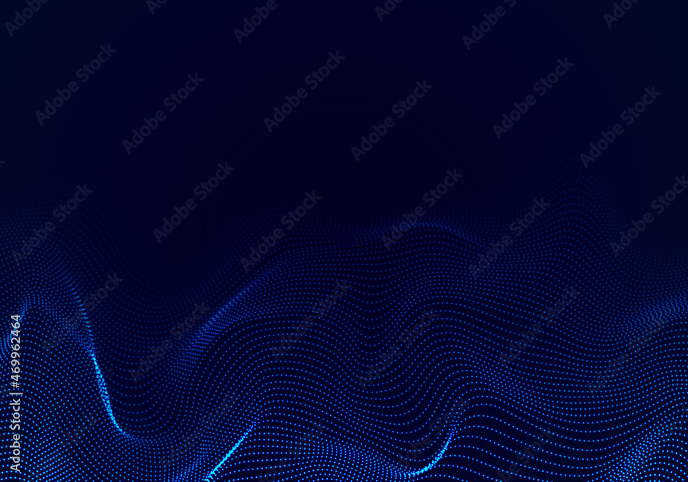 Blue particle wave background. Abstract dynamic mesh. Big data technology. Vector mesh illustration. Blue particle wave background. Abstract dynamic mesh. Big data technology. Vector mesh illustration.