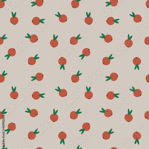 Little orange fruit seamless pattern. Citrus fruits endless wallpaper. Hand drawn repeat background