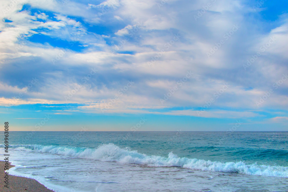 Clouds in blue sky over the sea