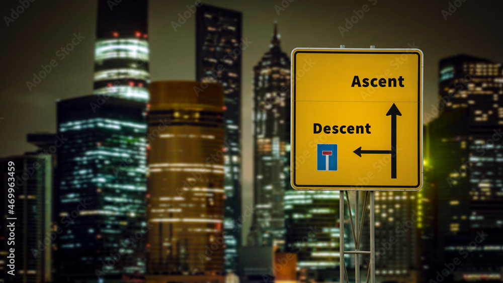 Street Sign Ascent versus Descent Street Sign Ascent versus Descent