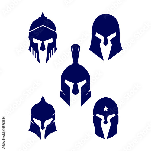 Spartan helmet set. Spartan warrior vector illustration.