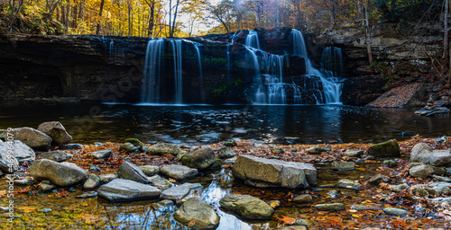 Fototapeta Naklejka Na Ścianę i Meble -  Fall Foliage and  Brush Creek Falls, Brush Creek Nature Preserve, Athens, West Virginia, USA
