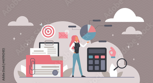 Financial audit, advice from business expert vector illustration. Cartoon professional accountant researching review, advisor making analysis of income to client. Finance and audit service concept