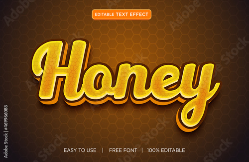 Honey text editable text effect design with a premium vector with background