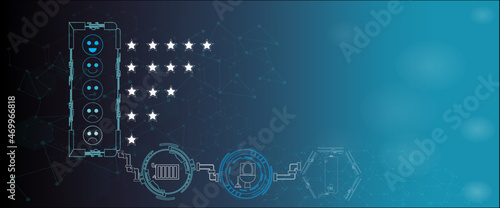 Futuristic Plumbing customer reviews with evaluation Icon, tools and equipment on a blue backdrop.
Survey about quality service plumber Concepts. 