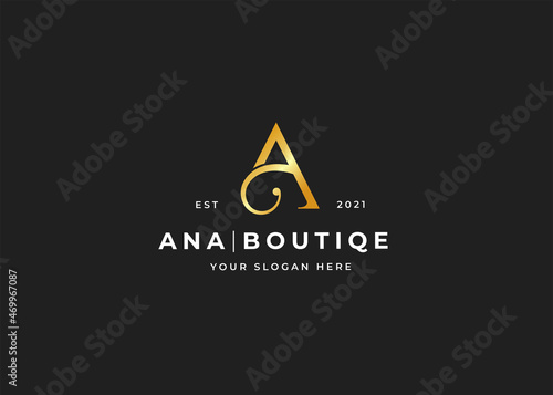 Letter A luxury boutique logo design template