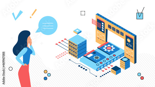 Business strategy process development and management control implementation. Finance monitoring of modern factory