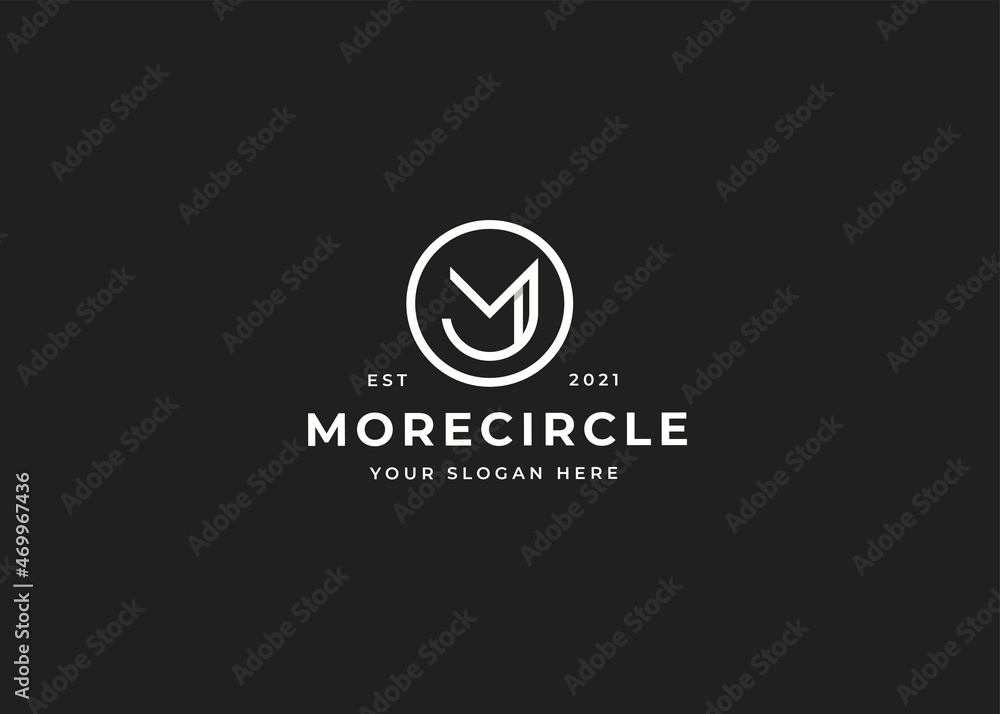 Minimalist letter M logo with circle shape design template Minimalist letter M logo with circle shape design template