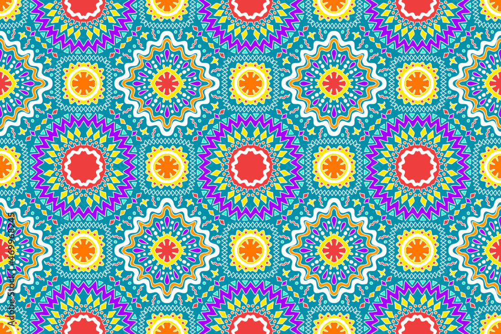 Ethnic pattern design. Aztec fabric carpet mandala ornament boho chevron textile decoration wallpaper. Tribal turkey African Indian traditional embroidery vector illustrations background 