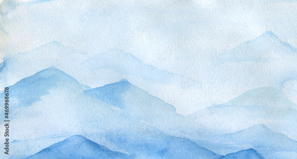 Blue Mountains. Watercolor illustration, banner.