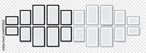 templates Photo picture frames collection on wall. blank frame border mockups. Empty photo frame with shadow.  realistic photo frame. vector illustration