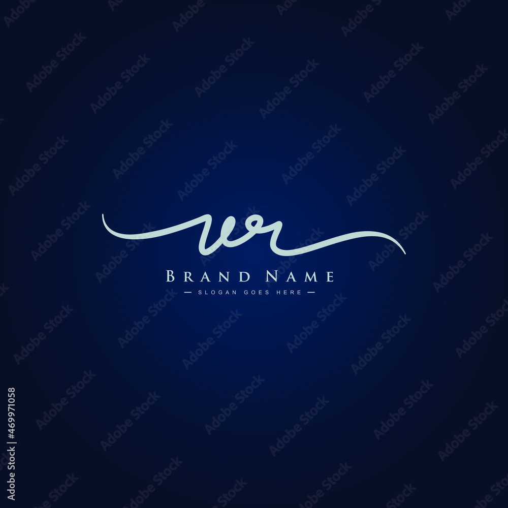 Initial Letter VR Logo - Hand Drawn Signature Logo Stock Vector | Adobe ...