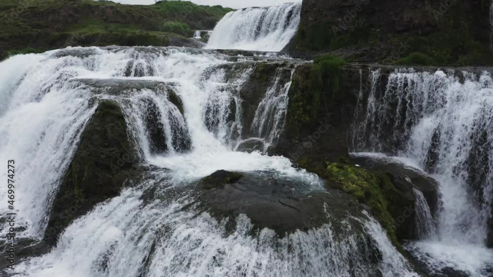 waterfall in bouquet called reykjafoss from aerial point of view waterfall in bouquet called reykjafoss from aerial point of view